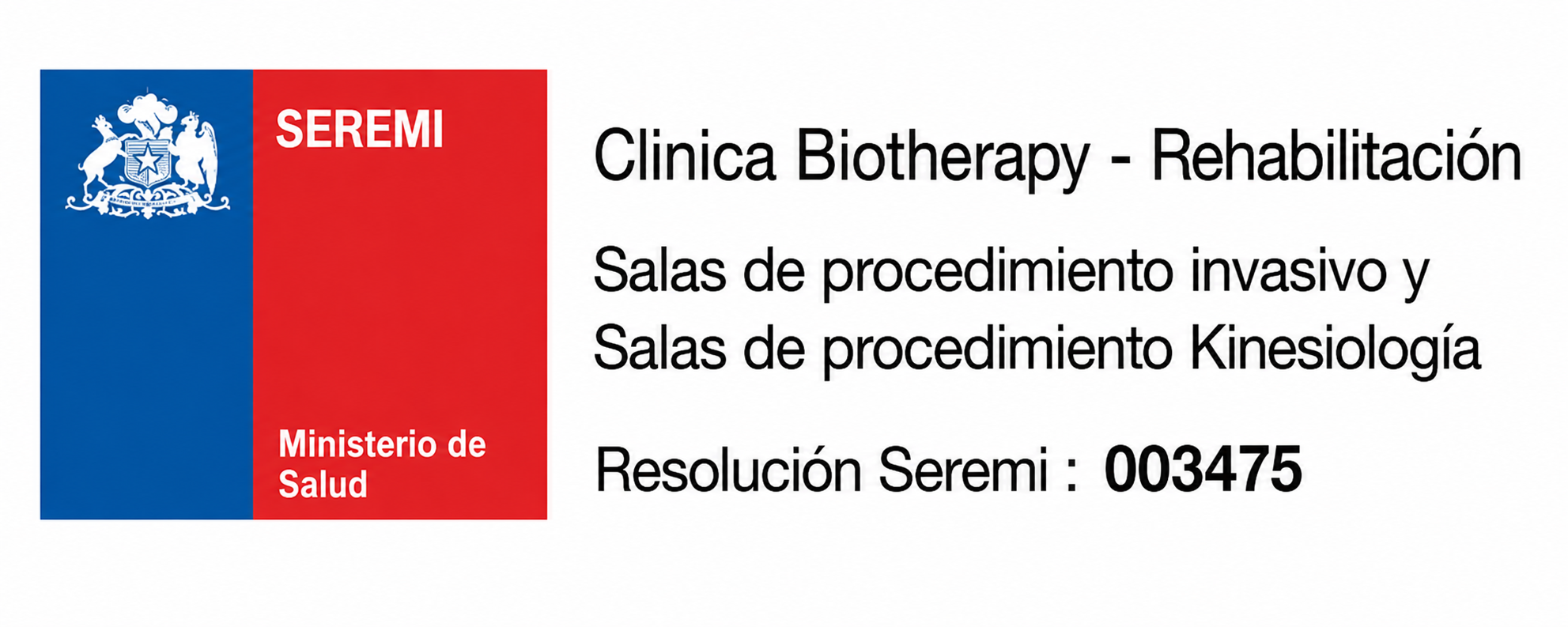 SEREMI — Clínica Biotherapy, Rehabilitación y Kinesiología, Resolución 003475